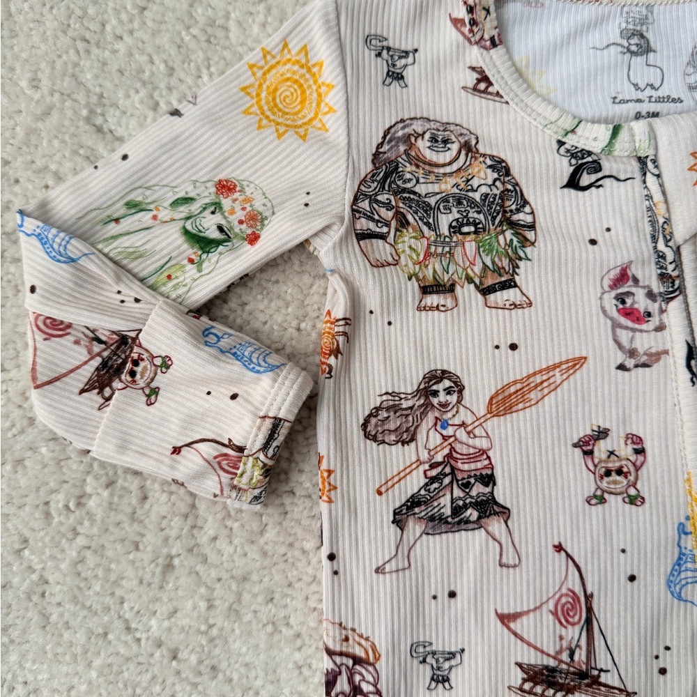 Lama Littles Disneys Moana Kids Convertible One Piece Footie Pajama - Picture 4 of 11